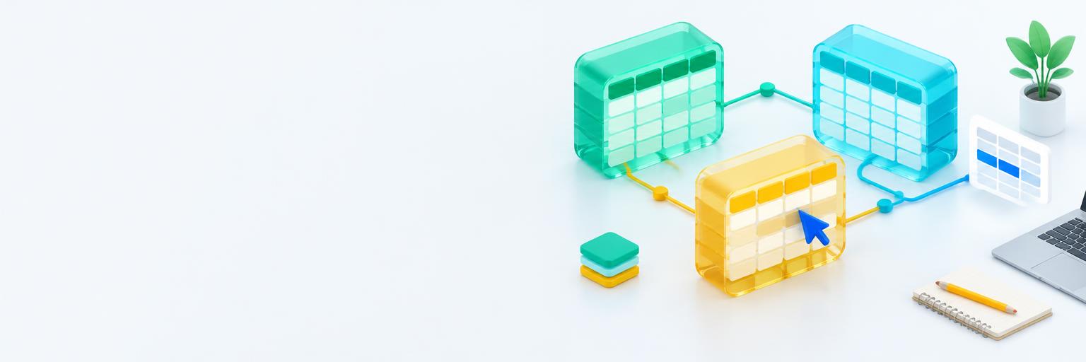 Connected SQL tables and query blocks